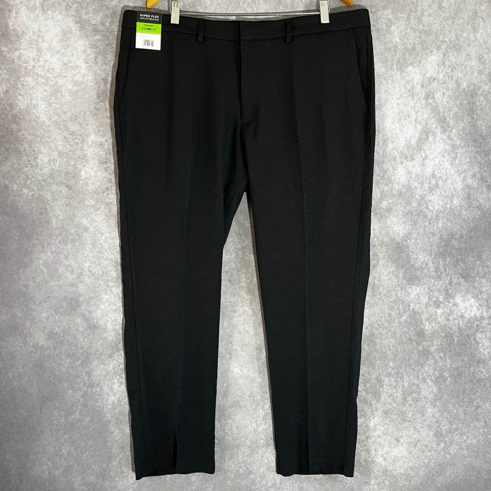Kenneth Cole Reaction‎ Performance Pant Men 40x29 Black Slim Fit Techni-Cole NEW